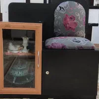 میز تلفن ویترین دار و محکم