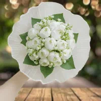 دسته گل پیونی ژیپسفولیا با تور پلیسه