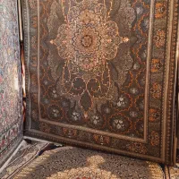 کرم‌ ناری ۱۲متری جفت بافت ابریشمی نرم ولطیف|فرش|کلاله, |دیوار
