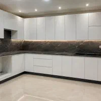 کابینت هایگلاس سوپر مات سفید ، دستگیره ها مخفی