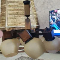 لوستر ۶ شاخه ای چوبی فلزی