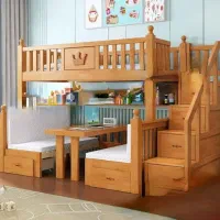 تخت دو طبقه پله ای چوبی میز تحریر کمد میز آرایش