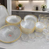 سرویس چینی  سولو لب طلایی شیک  ۴۶تکه