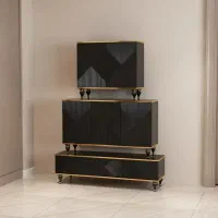 ست تی وی کنسول جاکفشی مشکی طلایی