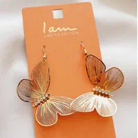 گوشواره آویز بلند پروانه طلایی|بدلیجات|سنندج, |دیوار