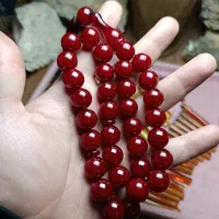 تسبیح کهربا رنگ قرمز شرابی تراش گرد