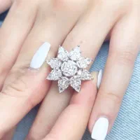 انگشتر جواهر تمام نقره مدل گل ستاره ای|بدلیجات|تبریز, |دیوار