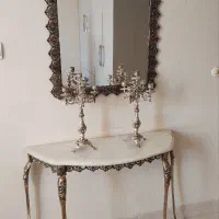 آینه و شمعدان و کنسول تمام برنجی
