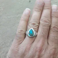 انگشتر فیروزه اشکی رکاب دستساز