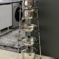 استند قابلمه ۵ طبقه تمام استیل سنگین نو نو|آب‌چکان و نظم‌دهنده ظروف|محمدیه-قزوین, |دیوار