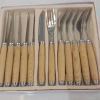 کارد و چنگال میوه خوری دسته چوبی کاملا نو