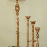 آباژور تک پایه شمعدان سه تایی چوبی کنارسالنی