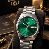 ساعت Seiko 5 original اتوماتیک ۲۱ جواهر صفحه سبز