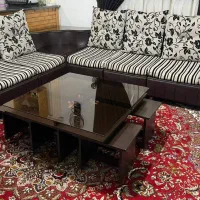 مبل ۹ نفره دسته میزدار با میز گوشه و میز عسلی|مبلمان خانگی و میز عسلی|نوشهر, |دیوار