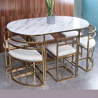 میز غذا خوری فلزی کمجا آبکاری فورتیک ۶ نفره بیضی