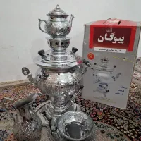 سماور گازی 10 لیتری قلم زنی باسرویس 4 تیکه