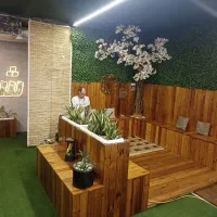 سقف سبک آلاچیق کلبه سوییسی چوبی پله نما روف گاردن