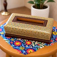 جا دستمال کاغذی خاتم کاری اصیل / بسیار سالم و نفیس
