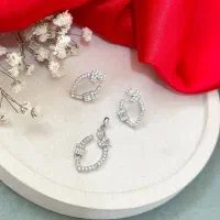 نیم ست نقره پاپیونی صورتی بنفش ظریف قصه باران۱۰|بدلیجات|تبریز, |دیوار