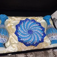 ست بشقاب و گلدان میناکاری