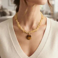 گردنبند سنگ های طبیعی سیترین امیتیس