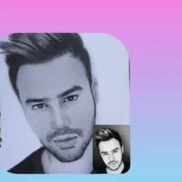 طراحی چهره سیاه قلم|تابلو، نقاشی، عکس|قم, شهدا|دیوار