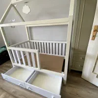 تخت کلبه مونته سوری کودک کشودار کاملا تمیز