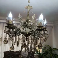 لوستر ۵ شعله اصل برنز|لوستر و چراغ آویز|قزوین, |دیوار