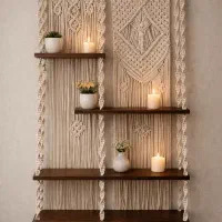 دیوارکوب شلف دیواری و بومریس مکرومه
