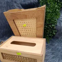 ست جادستمال و سطل چوبی حصیری مدرن