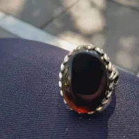 انگشترنقره رکاب کنده کاری وسنگ عالی