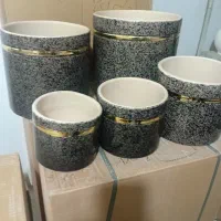 گلدان سرامیکی جدید استوانه گرانیتی ۵ عددی  عمده تک