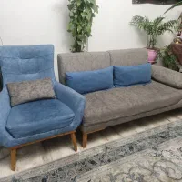 مبل ال ۷ نفره مکانیزه تختخواب شو + پاف وسط|مبلمان خانگی و میز عسلی|تهران, اباذر|دیوار
