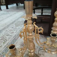 آیینه و شمعدان برنجی حکاکی‌دستی، اصیل و سالم|صنایع دستی و سایر لوازم تزئینی|تهران, هفت چنار|دیوار