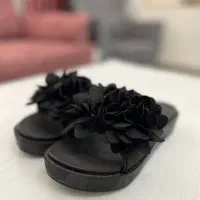 دمپایی رو فرشی زنانه مشکی زیبا مجلسی