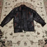 کاپشن تمام چرم گاوی اصل دو رنگ سیاه و قرمز