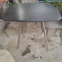 میز چوبی و فلزی چهار عدد