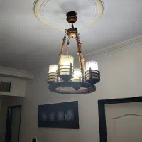 دو عدد لوستر چهار شاخه چوبی