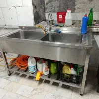 میز استیل سینک صنعتی طبقه شلف
