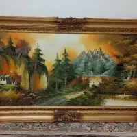 نقاشی رنگ روغن تابلو قاب چوبی تخفیف دار