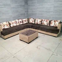 مبل ال  کرم قهوه ای در حد نو