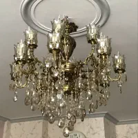 لوستر برنجی ۸ شاخه تمام برنج|لوستر و چراغ آویز|مشکیندشت, |دیوار