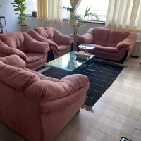 مبل ترک صورتی ۶ نفره کاملا سالم|مبلمان خانگی و میز عسلی|تهران, اکباتان|دیوار