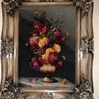 تابلو فرش دستبافت طرح گل و گلدان ۲