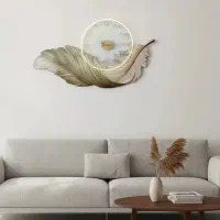 تابلو ساعت دیواری مدل پر سفیدطلایی (لوکس و مدرن)