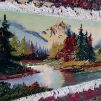 تابلو تبریز منظره گل ابریشم  رنگ طبیعی