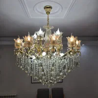 لوستر برنجی با کریستال چک