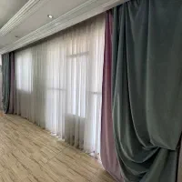 پرده بزرگ حریر اصل ترک و چهارتا والان مخمل ترک