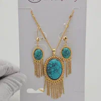 نیم ست طرح طلا فیروزه