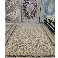 فرش ماشینی ابریشم طرح افشان گل مرغ،کرم 29|فرش|اردکان, |دیوار